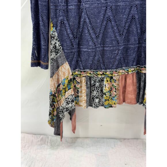 Oddy 1XL women’s blue Boho style top - Picture 9 of 11